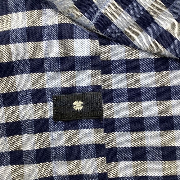 Lucky Brand Mens Slim Fit Long Sleeve Button Up Linen Blend Blue Shirt Size L - Picture 5 of 7